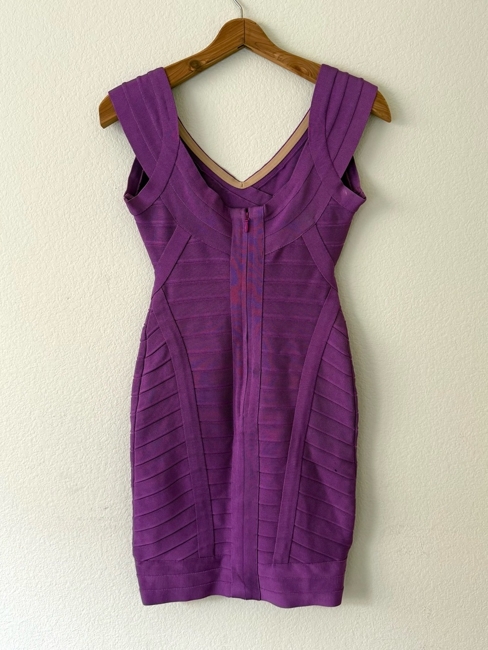 HERVÉ LÉGER Nicolette Purple Bandage Dress Bodycon Mini, Size S - Picture 3 of 8